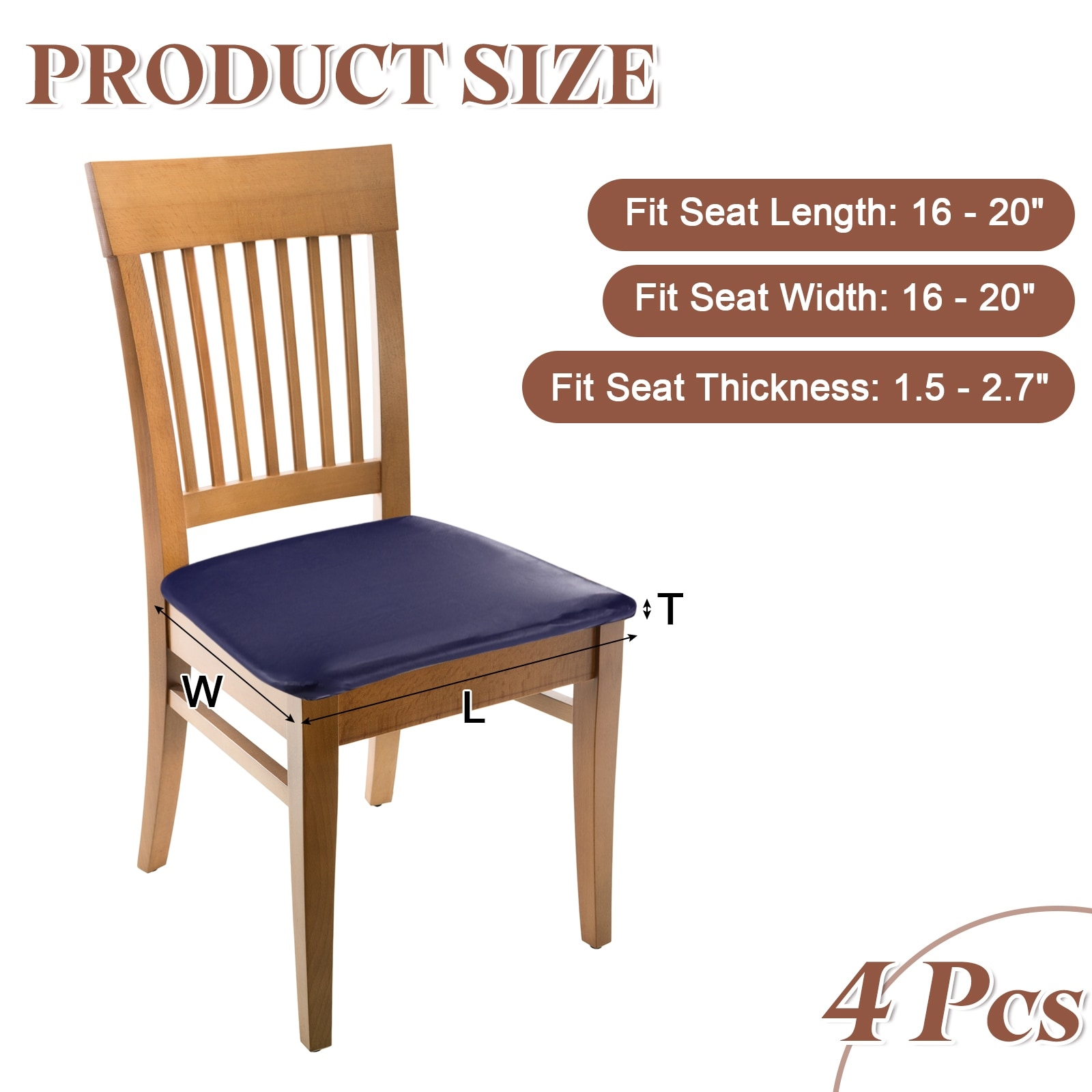 PU Dining Chair Seat Covers, Stretch Chair Cushion Slipcovers, Waterproof Seat Protector for Dining Room