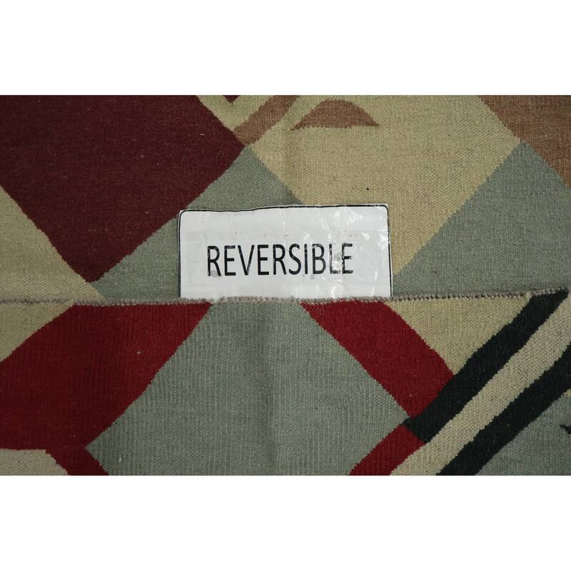 Hand Woven Oriental 100% Wool Carpet Southwestern Modern Multi-Colored Kilim Area Rug - 16' 2'' X 12' 5''