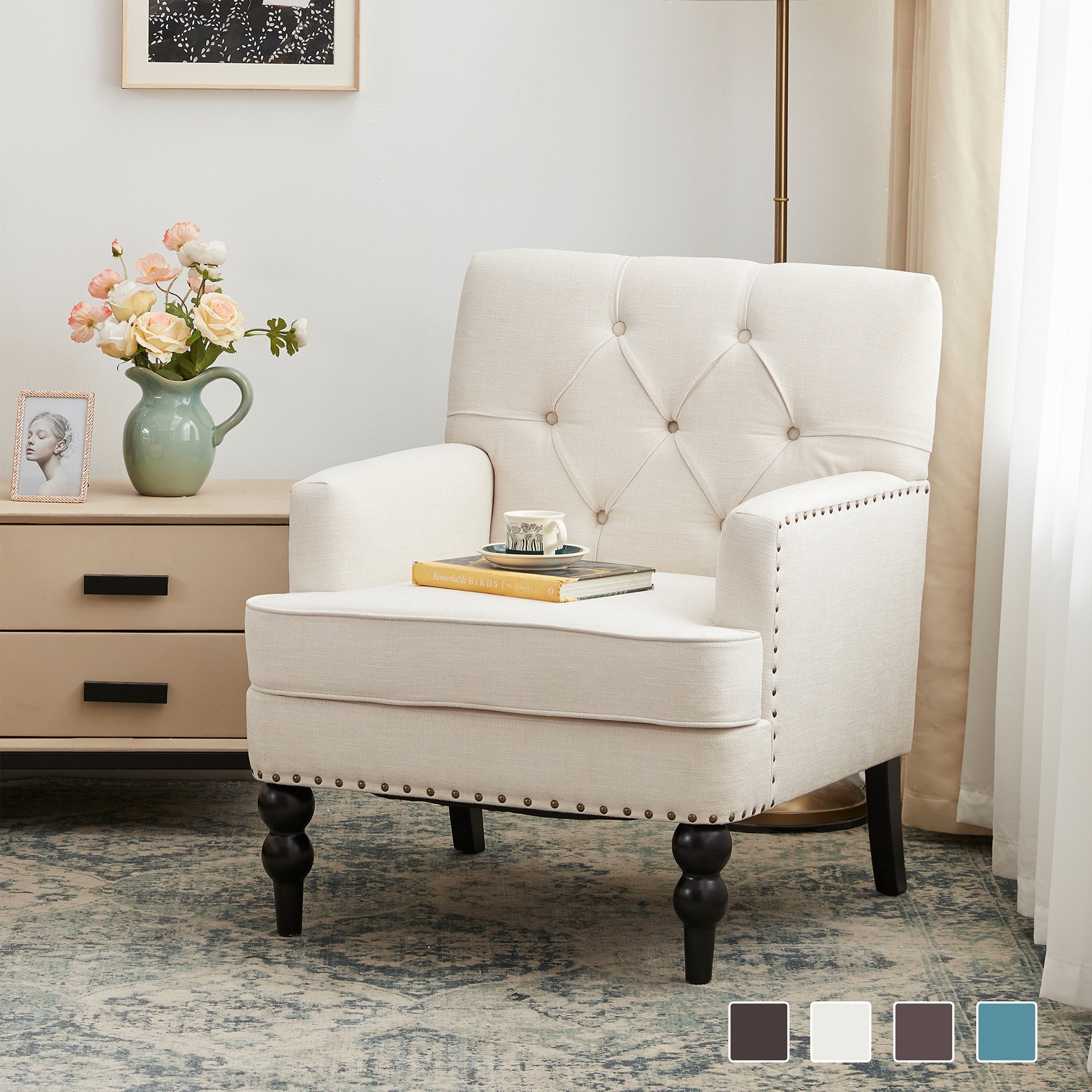 Light blue best sale chair and ottoman