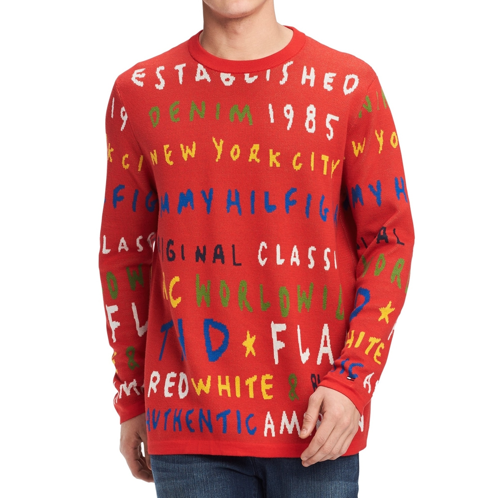 Tommy Hilfiger Mens Textured Stripe Pullover Sweater