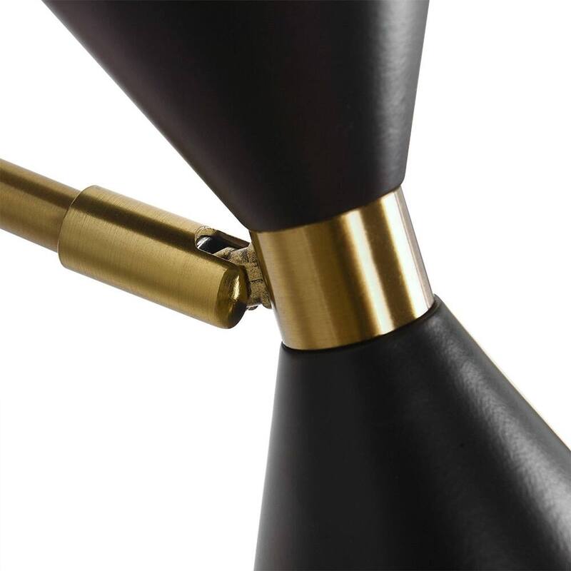 2-Pack 2-Light Industrial Cone Adjustable Head Bathroom Vanity Light Dual Horn Hourglass Black Gold Wall Sconce