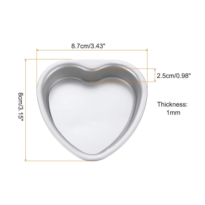 Heart Shaped Cake Pan with Removable Loose Bottom Aluminum Baking Pan - Silver - 3"