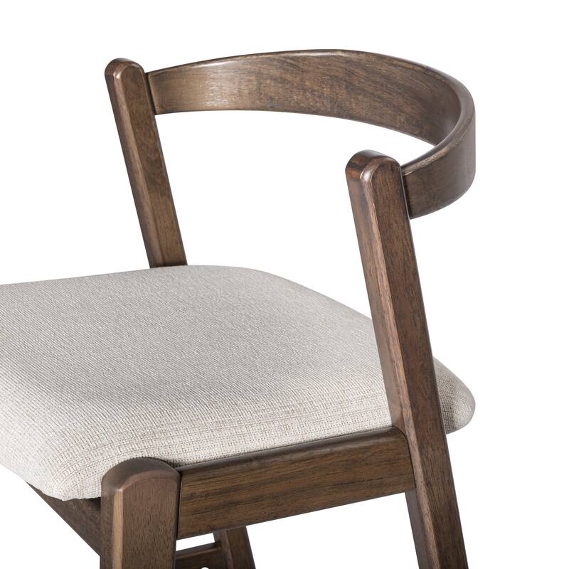 Christopher Knight Home - Ravenswood Rubber Wood Bar Stool with Fabric Upholstered Cushion（Set of 2）