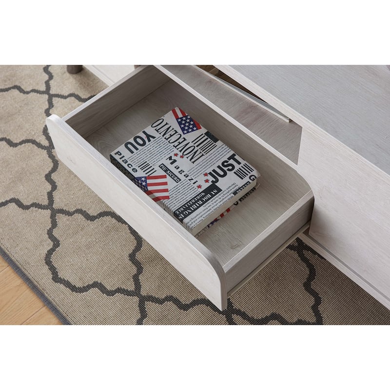 Mankx Mid-Century Modern White 47-inch 3-Shelf Coffee Table by Furniture of America