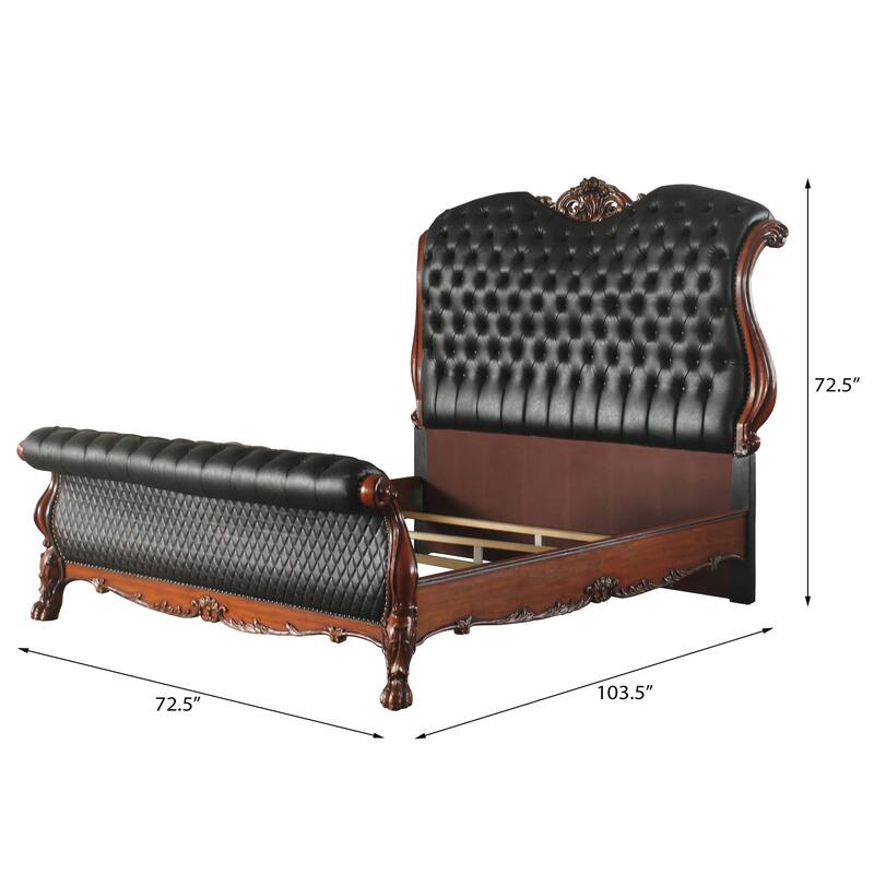 Adison Black and Cherry Oak Sleigh Bed