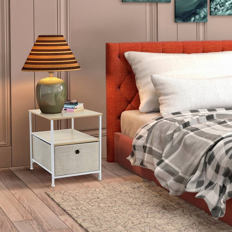 Nightstand 1-Drawer Shelf Storage - Bedside Furniture End Table Chest