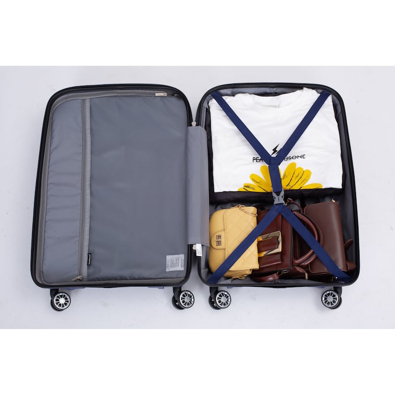 3-Piece, Hard-shell Luggage, Lightweight Luggage with TSA Lock and 2 Swivel Wheels, for Boarding Travel, Navy