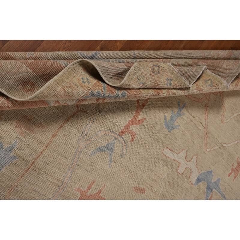 Orange Oushak Turkish Area Rug Handmade Vegetable Dyewool Carpet - 9'4"x 12'0"