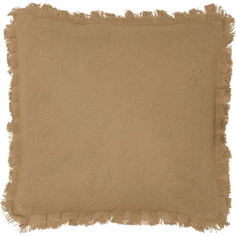 Burlap Natural Pillow w Fringed Ruffle 16x16