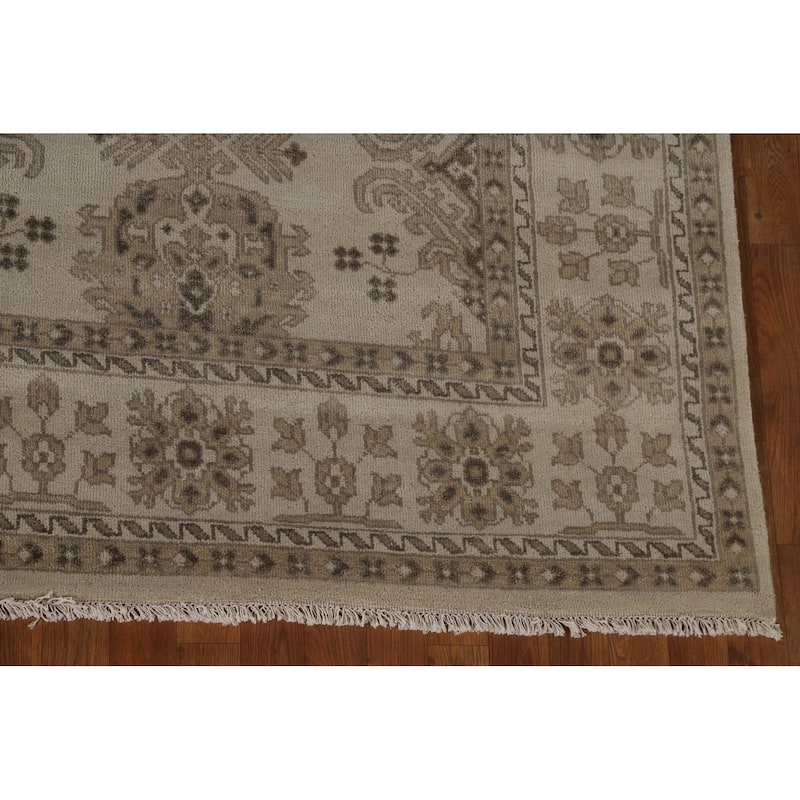 Oushak Area Rug Handmade Geometric Wool Carpet - 7'9"x 10'5"