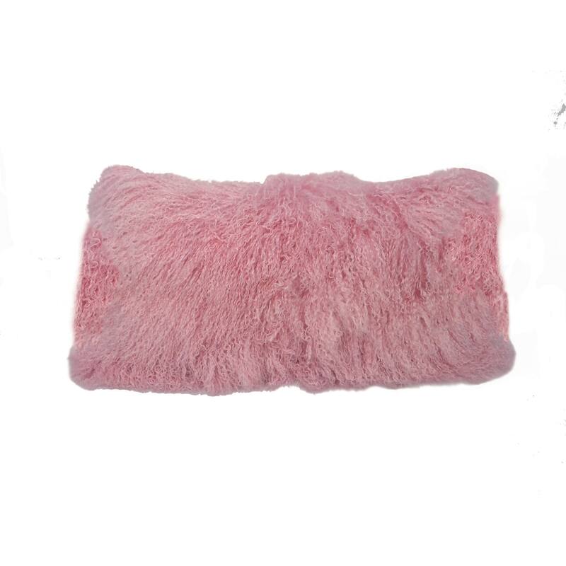 HomeRoots 15" X 25" Pink Lambswool Down Throw Pillow