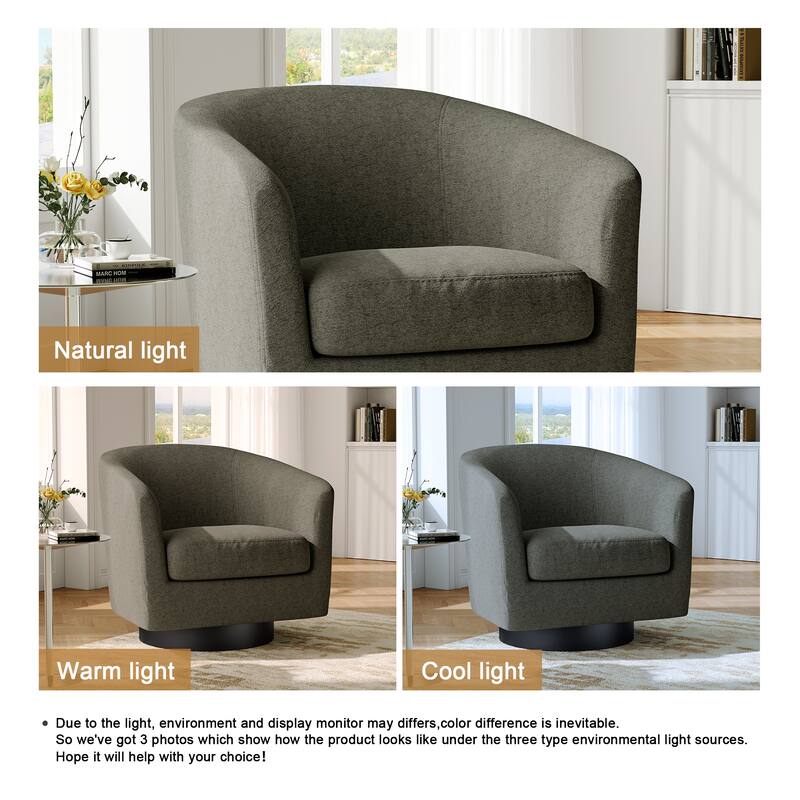 Modern Soft Upholstered Chenille Swivel Barrel Chair