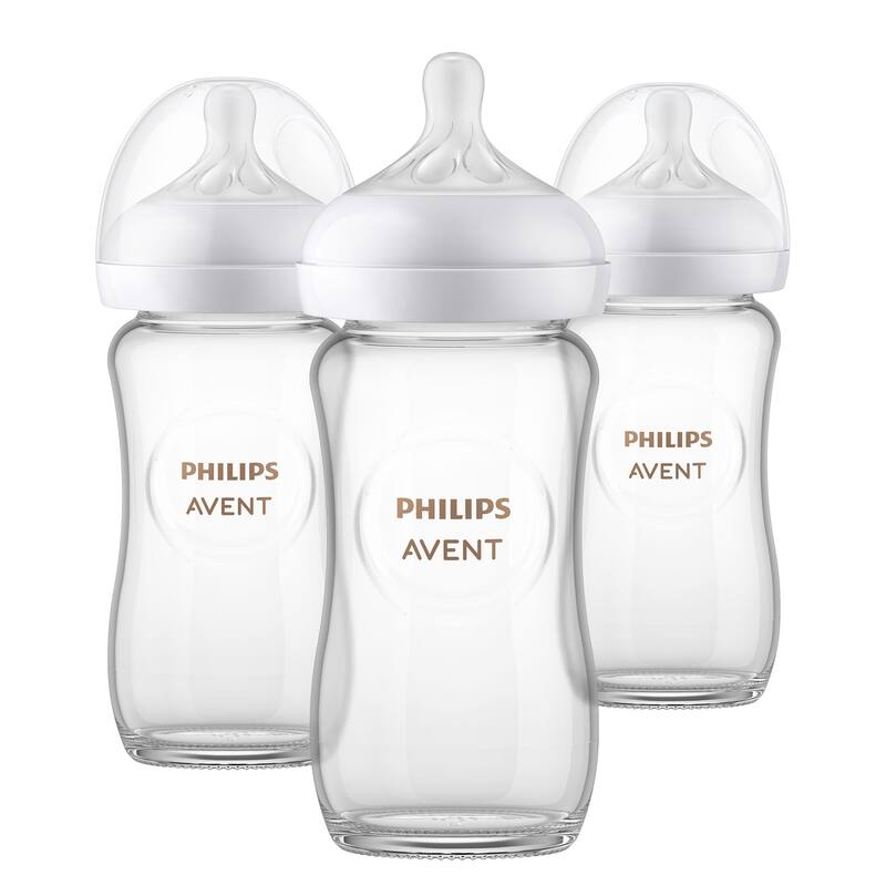 Glass Natural Baby Bottle With Natural Response Nipple 8oz in 3 Pack - Clear - Clear - Glass
