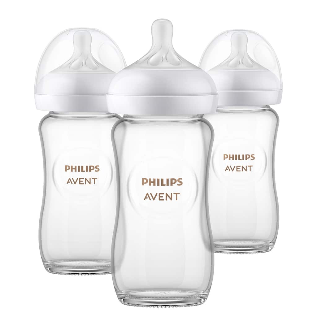Glass Natural Baby Bottle With Natural Response Nipple 8oz in 3 Pack - Clear