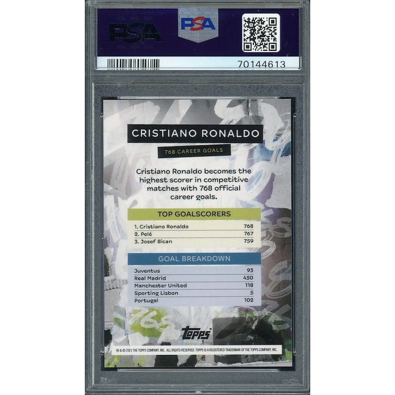 Cristiano Ronaldo 2021 Topps Now UCL 768 Career Goals Soccer Card Graded PSA 10 - 8'6" x 11'6"