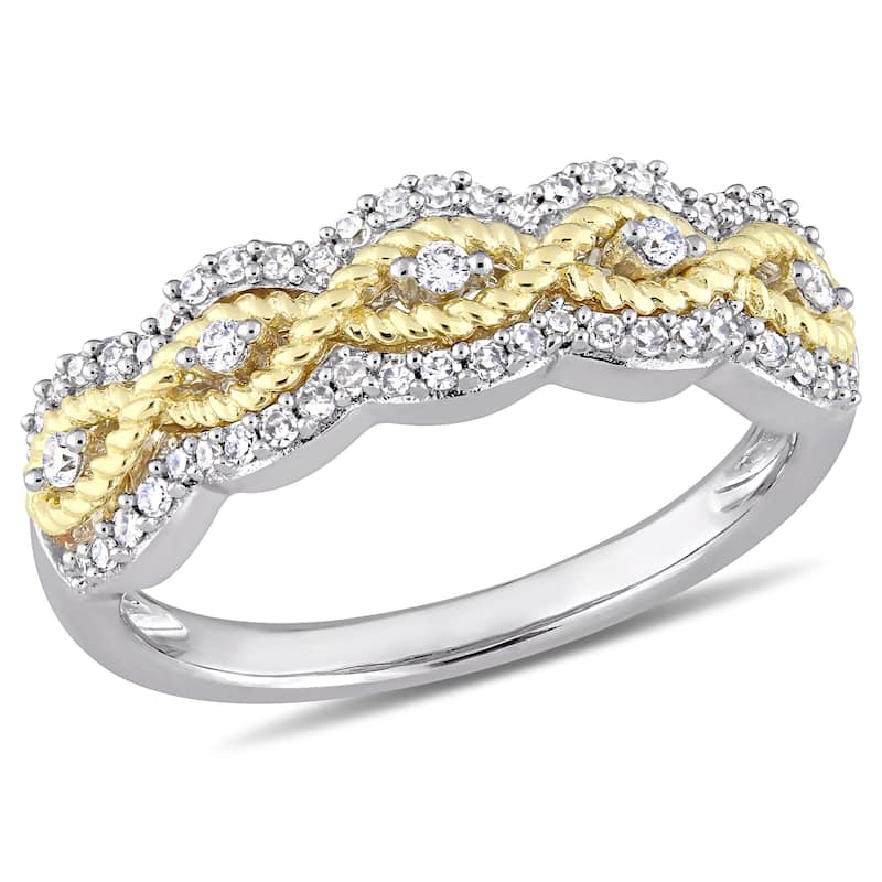 Miadora 1/4ct TDW Diamond Braided Ring in 2- Tone 10k Yellow and White Gold