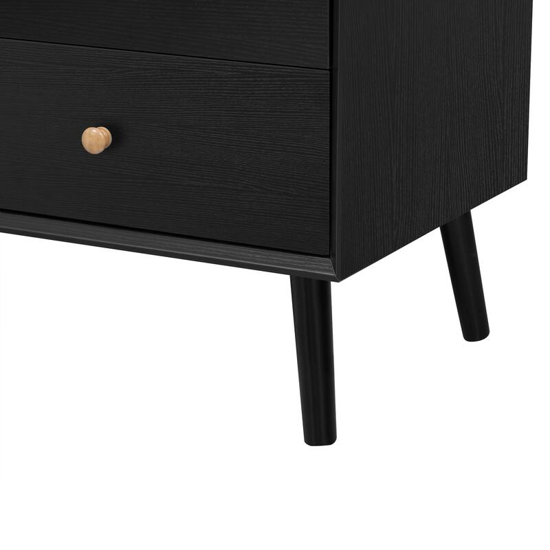 70" TV Stand up to 80 Inches,Mid Century Modern Entertainment Center with Rattan Doors,2 Drawers,and Open Shelf,Television Stand