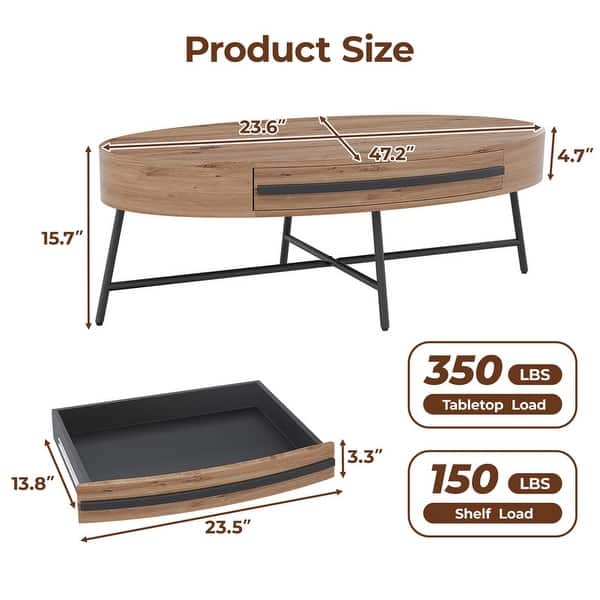 Oval Coffee Table with Drawer - Bed Bath & Beyond - 43349026