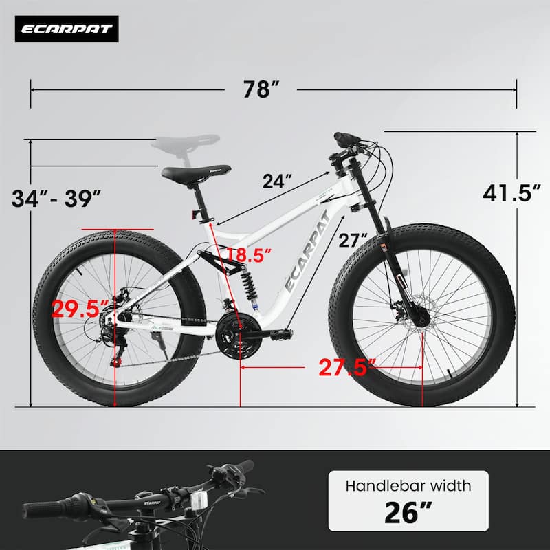 26 inch Mountain Bike,Full-Suspension 21 Speeds Drivetrain