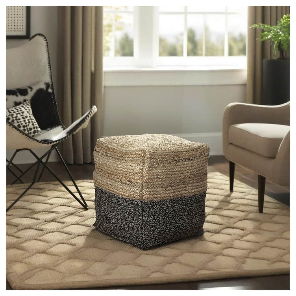 Signature Design by Ashley Sweed Valley Natural/Black Pouf