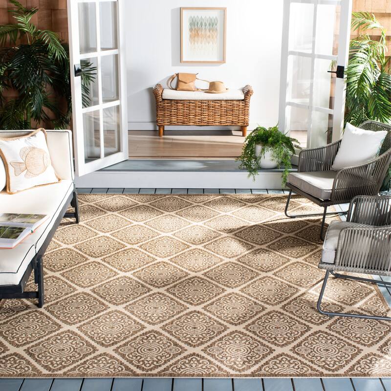 SAFAVIEH Beach House Phyllis Indoor/ Outdoor Waterproof Patio Backyard Rug - 5'3" x 7'6" - Cream/Beige
