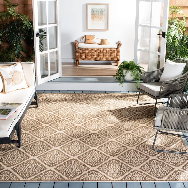 SAFAVIEH Beach House Phyllis Indoor/ Outdoor Waterproof Patio Backyard Rug - Cream/Beige - 5'3" x 7'6"