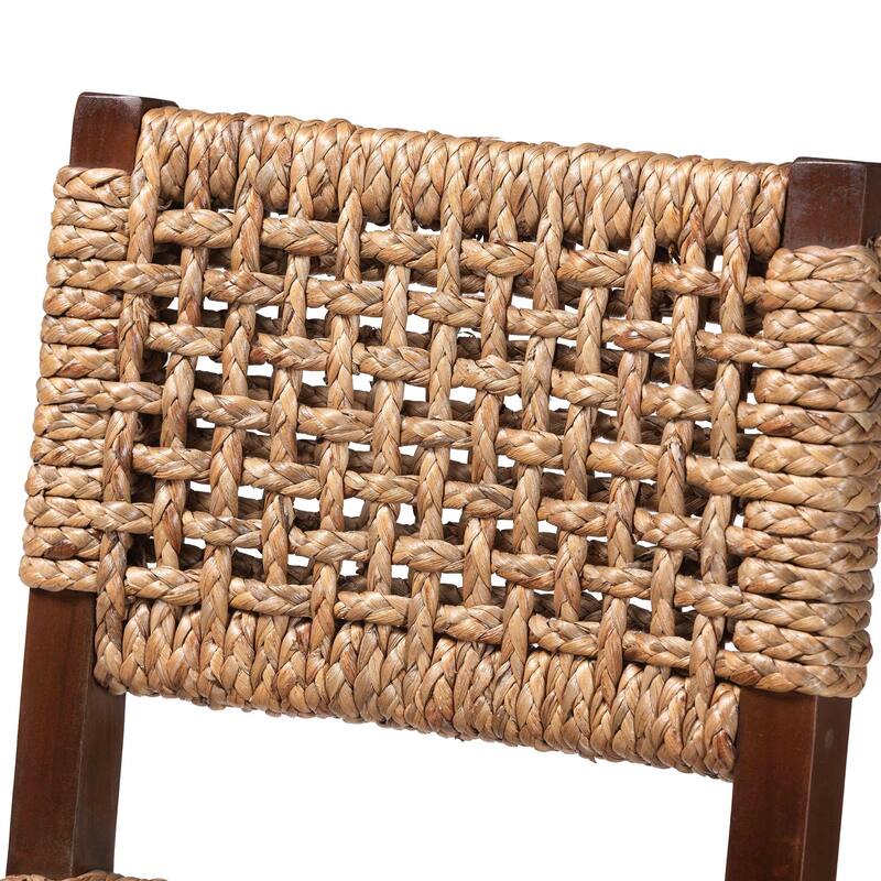Alise Handwoven Seagrass Bar Stool with Mahogany Wood Frame - Bar-Height Chair for Kitchen or Home Bar, Earthy Brown