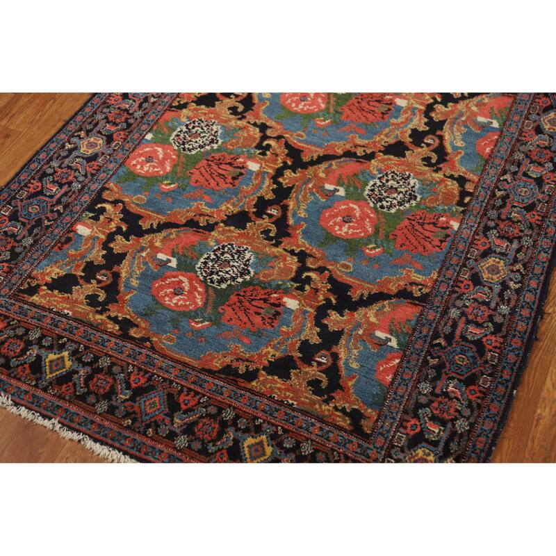 Hand Knotted Oriental 100% Wool Carpet Traditional All-Over Navy Blue & Blues Senneh Runner Rug - 19' 3'' X 3' 5''