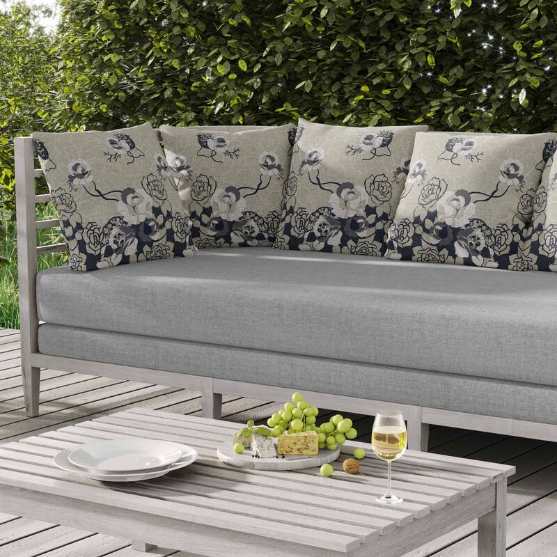 Regal Rose Retreat Indoor/Outdoor Reversible Throw Pillow Yellow and Gray