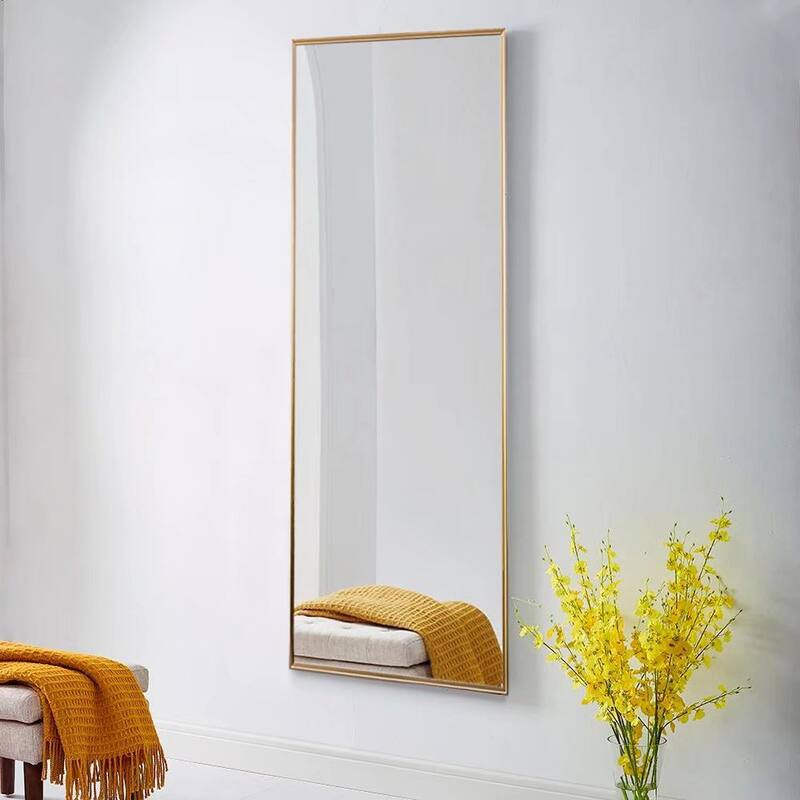 Modern Aluminum Alloy Thin Framed Full Length Floor Mirror - 63×18 - Gold