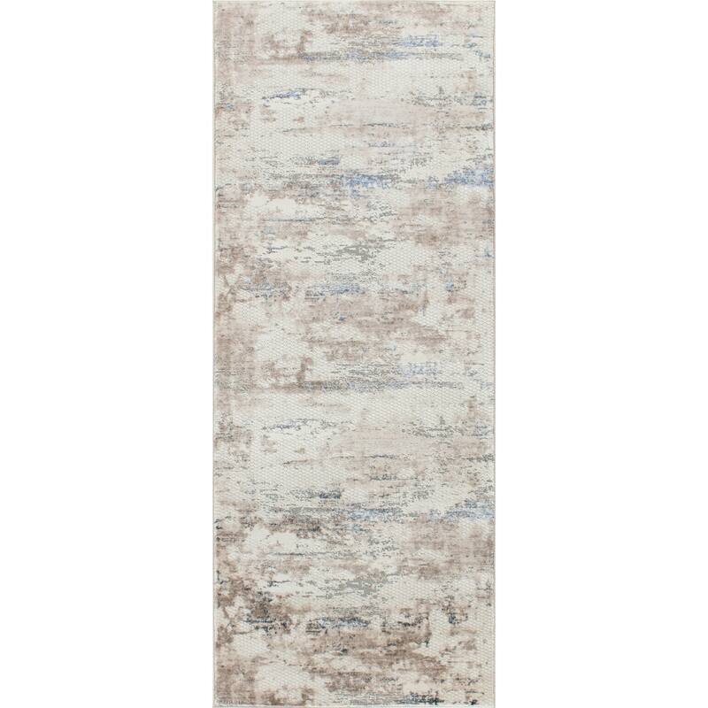 Omari Collection Cream Abstract Traditional Area Rug
