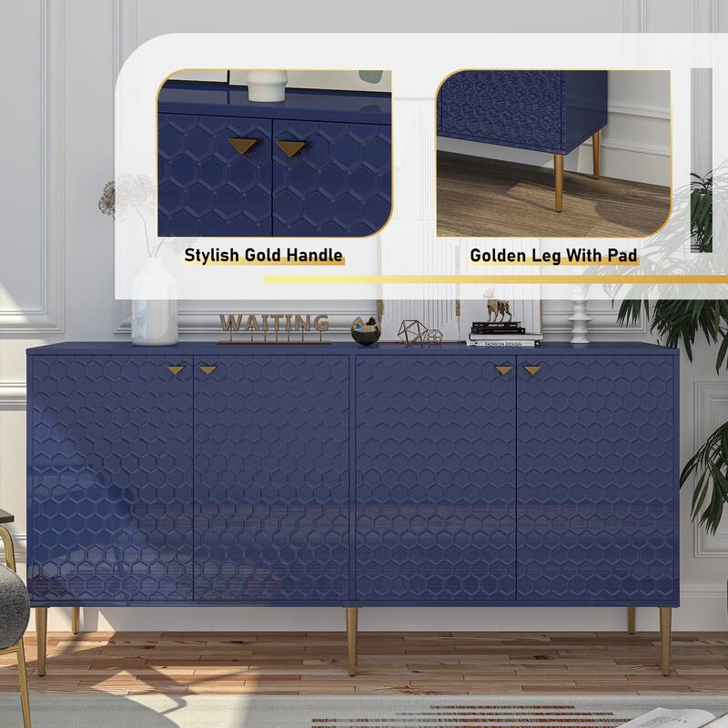 4 Door Wooden Glossy Locker Storage Accent Cabinet/Buffet
