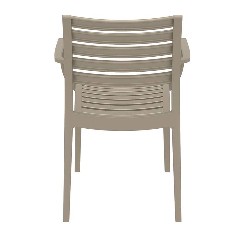 33" Taupe Brown Stackable Outdoor Patio Dining Arm Chair