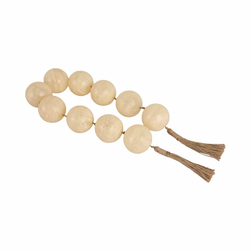 Decorative Bead Strand with Resin Spheres and Woven Jute Tassels - 46" x 3" x 3"