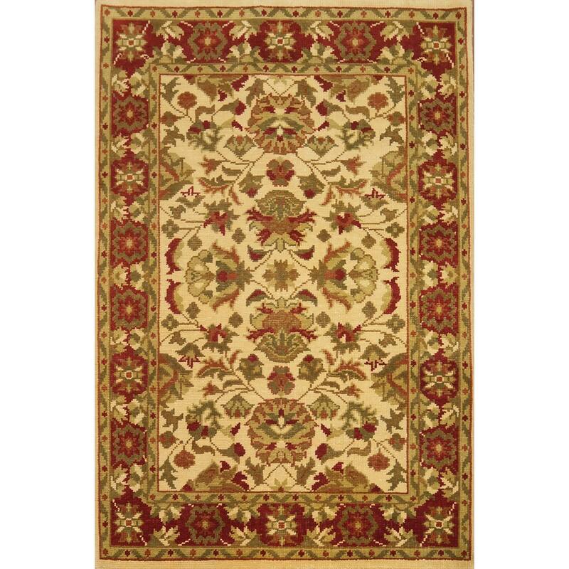Handmade Wool Floral Indian Area Rug 6x8 - 8' 1'' X 5' 8''
