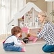 preview thumbnail 2 of 7, Semi-Opened DIY Dollhouse with Simulated Rooms and Furniture Set-White - 32” x 12” x 34” (L x W x H)