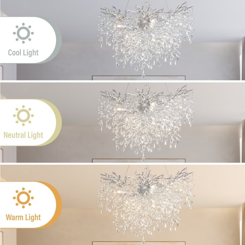 Modern Round Branch Crystal Chandelier, 600-1200mm Diameter, Marquise Cut Crystal Pendant Light