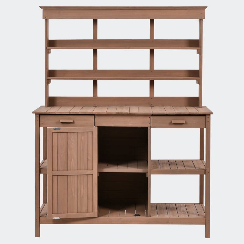 66" Large Outdoor Farmhouse Wooden Potting Bench Table