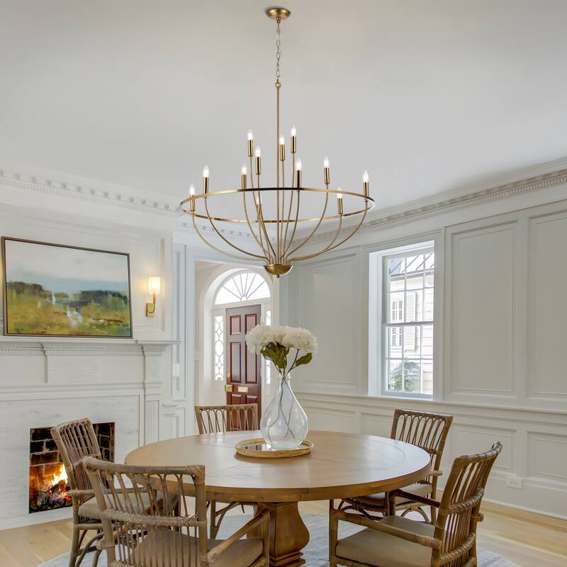 12-Light Metal Lotus Chandelier Graceful Curve Candlestick Ceiling Light - Gold