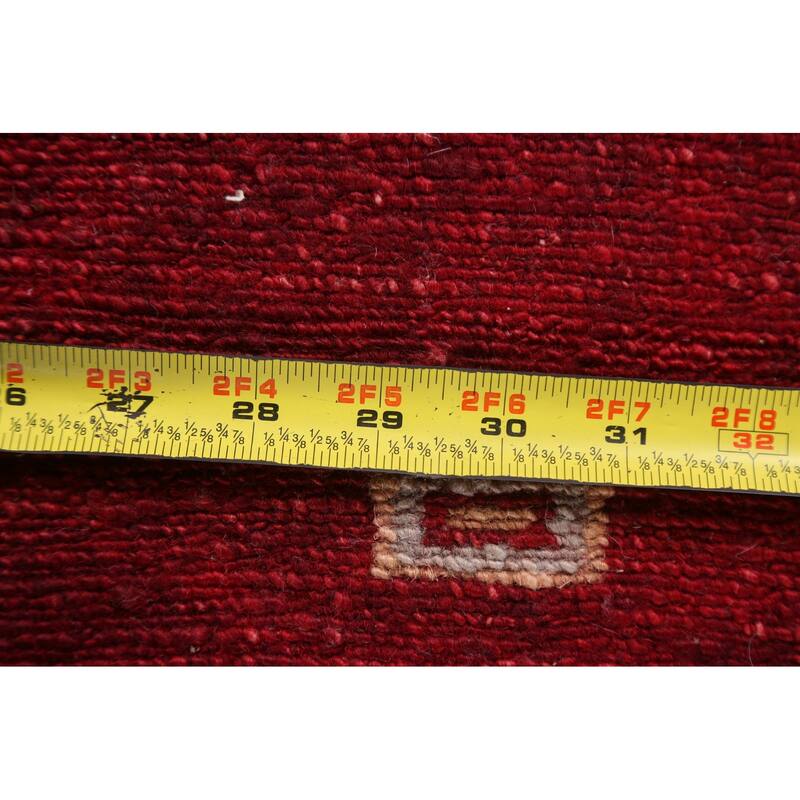 Red Gabbeh Kashkoli Oriental Wool Runner Rug Handmade Staircase Carpet - 2'9" x 10'1"