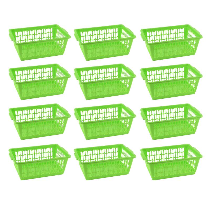 Small Plastic Storage Basket for Organizing Kitchen Pantry, Pack of 12 - green