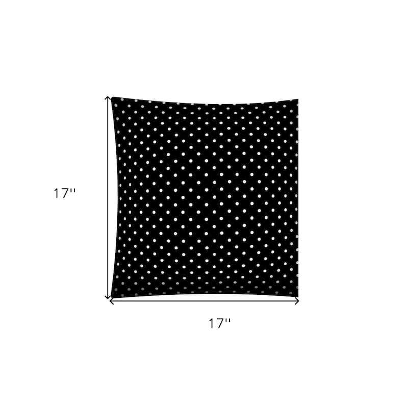 17" Black and White Polka Dot Indoor Outdoor Throw Pillow Cover - 17" X 17"