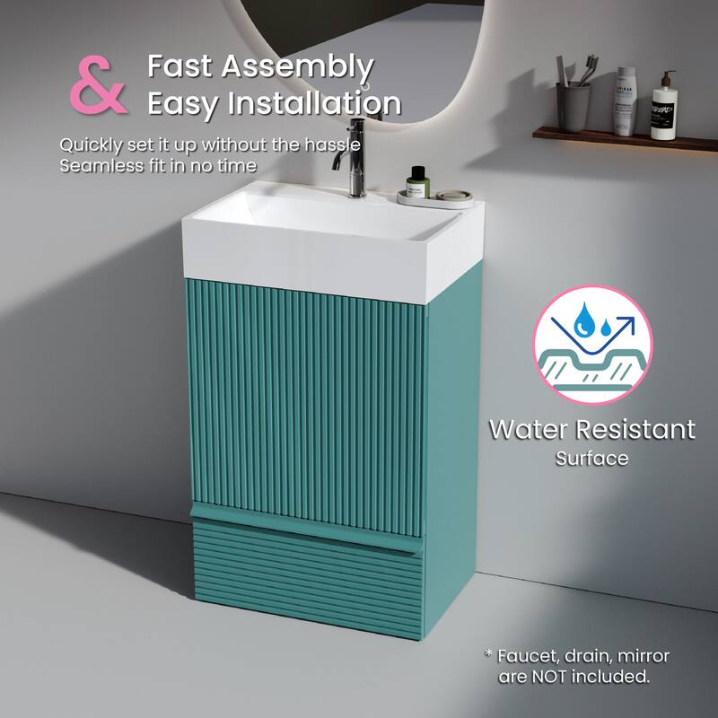 CITTANEO Gada 20'' Modern Freestanding Bathroom Vanity with Sink and Integral Basin