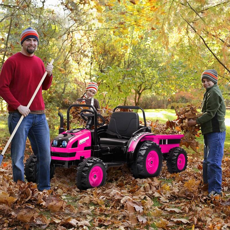 12V Kids Ride-On Tractor with Trailer, Remote Control