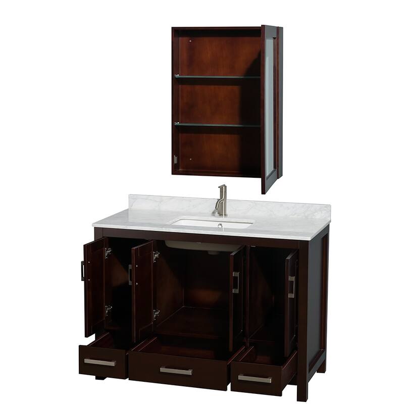 Wyndham Collection Sheffield Single Vanity Set, Medicine Cabinet
