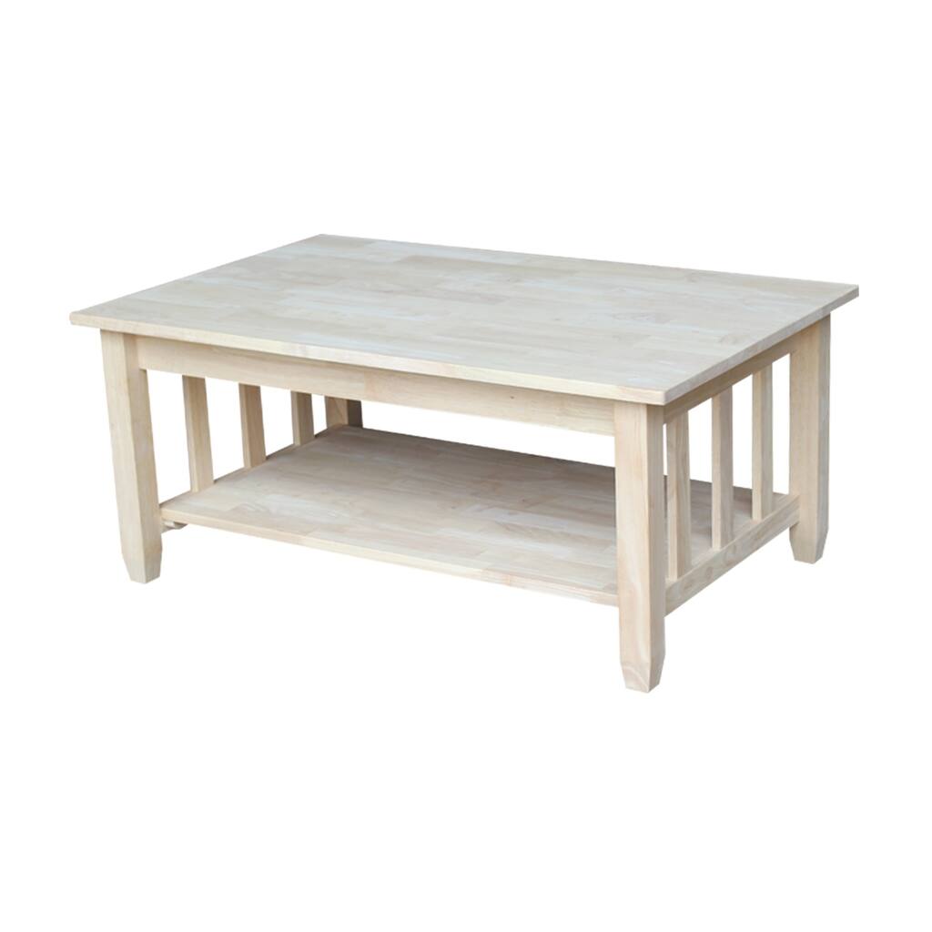 Unfinished Solid Parawood Mission Tall Lift-top Coffee Table