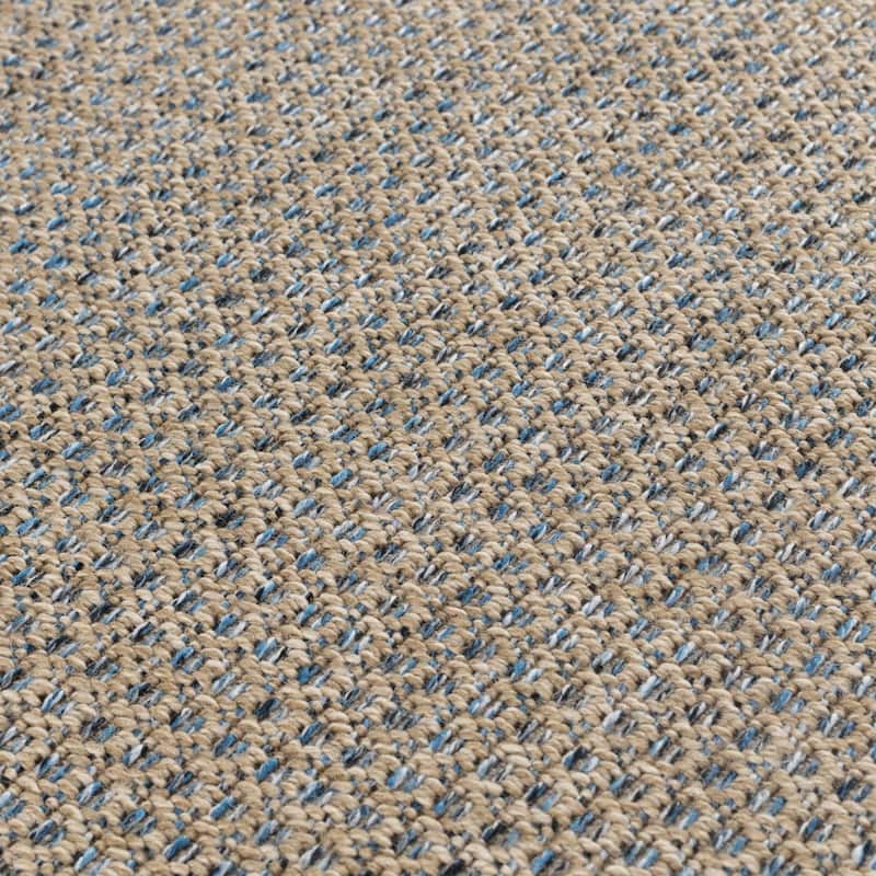 Arianna Collection Jute/Blue Indoor/Outdoor Casual Area Rug