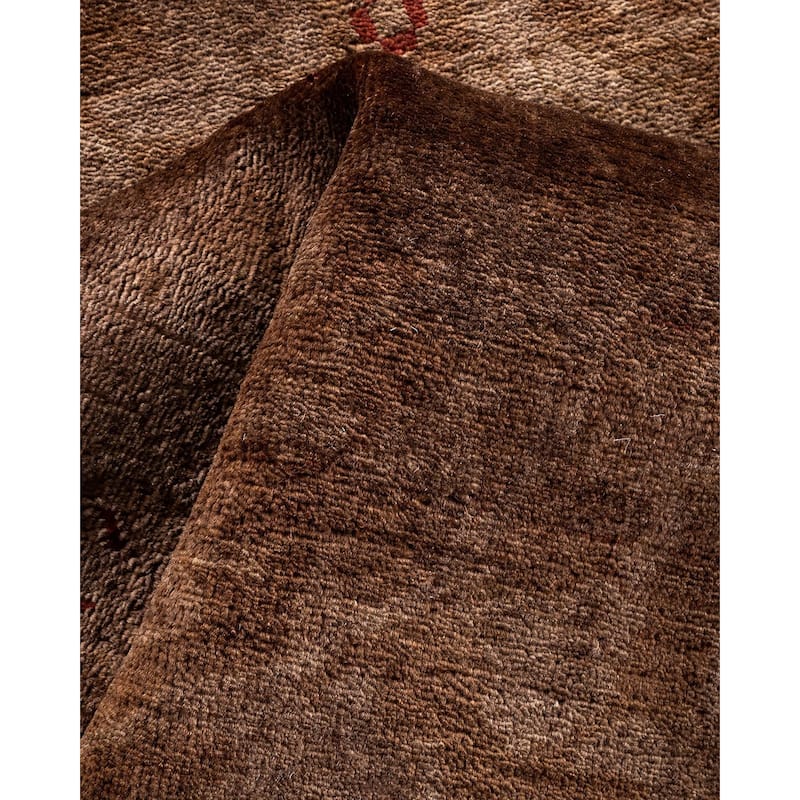 Overton Hand Knotted Wool Vintage Inspired Modern Contemporary Overdyed Brown Area Rug - 4' 0" x 5' 10"