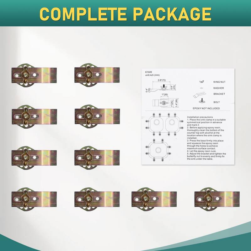 WOWOW Set of 10 Premium Metal Mounting Clips for Sinks
