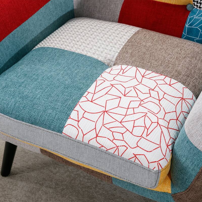 Mid Century Modern Fabric Accent Chairs with Rubber Wood Legs for Living Room